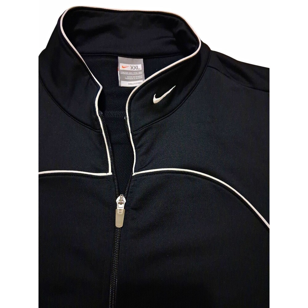 Vintage Y2K Nike FIT DRY Track Jacket Mens XXL Black White Piping Full Zip
